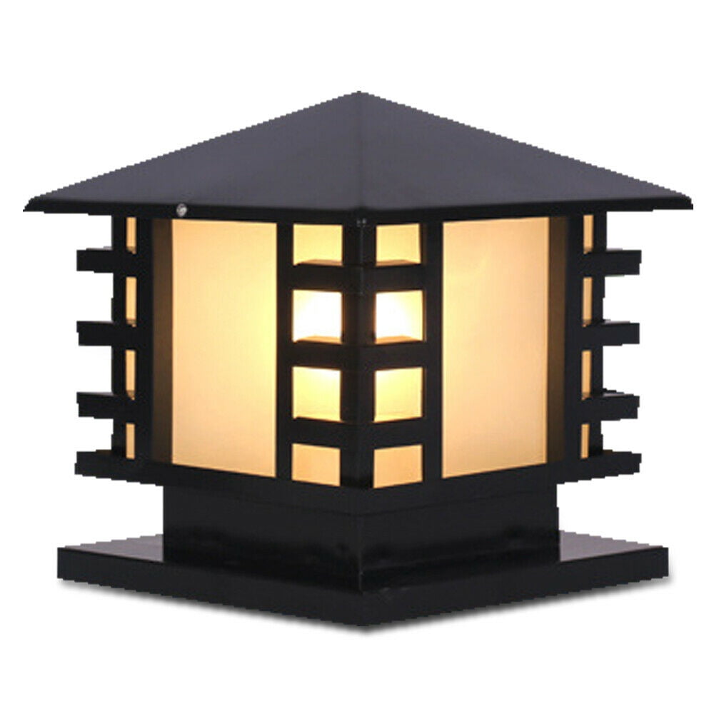 Miumaeov Outdoor Post Light Retro Frosted Exterior Pillar Lights Warm Light for Garden Patio Pathway Gate Black