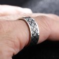 thumbnail image 4 of Mens Stainless Steel Vintage Geometric Engraved Ring, 8mm Titanium Steel Band, Smear Pattern Fashion Jewelry, 4 of 5