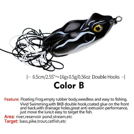 RONSHIN Topwater Frog Lures Bass Trout Fishing Lures Kit Set Realistic Prop Frog Soft Swimbait Floating Bait With Stinger Hooks 6.5cm /16g
