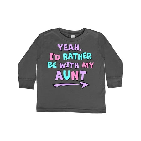 

Inktastic Yeah I d Rather be with My Aunt in Pink Blue and Purple Gift Toddler Boy or Toddler Girl Long Sleeve T-Shirt
