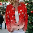 thumbnail image 1 of Winter Plus Size Fall Sweaters for Women Women Christmas 3d Snowflake Button Deer Plush Sweater Cardigan Features: Red M, 1 of 7