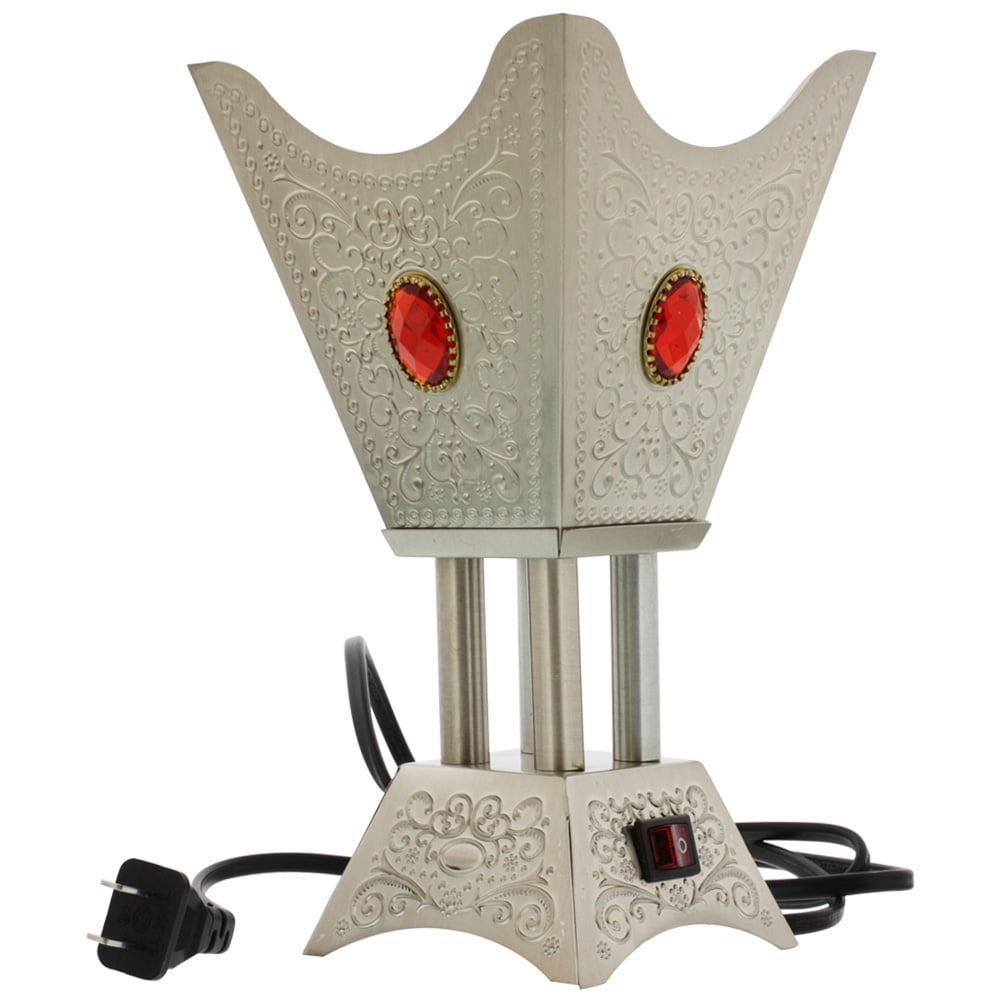 9 x 5 inch Square Silver Tone Electric Incense Bakhoor Burner With