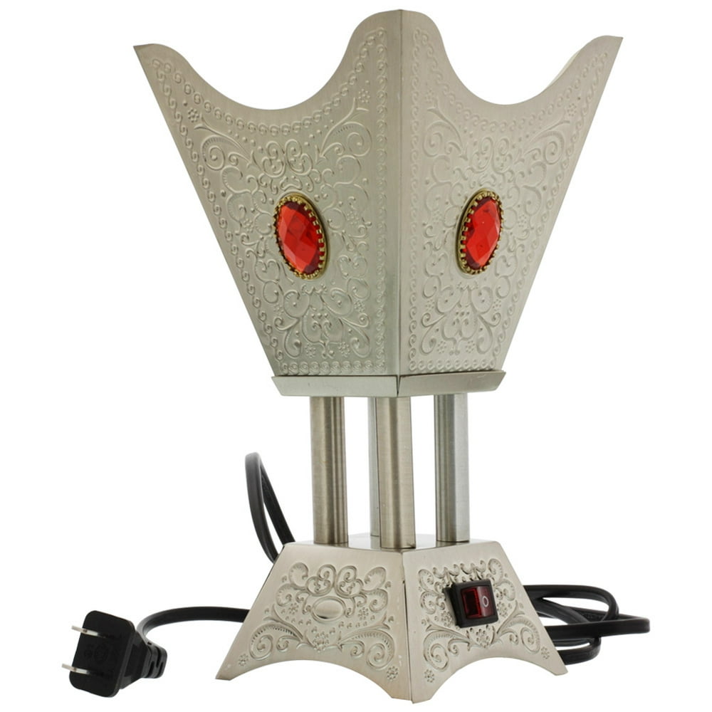 9 x 5 inch Square Silver Tone Electric Incense Bakhoor Burner With