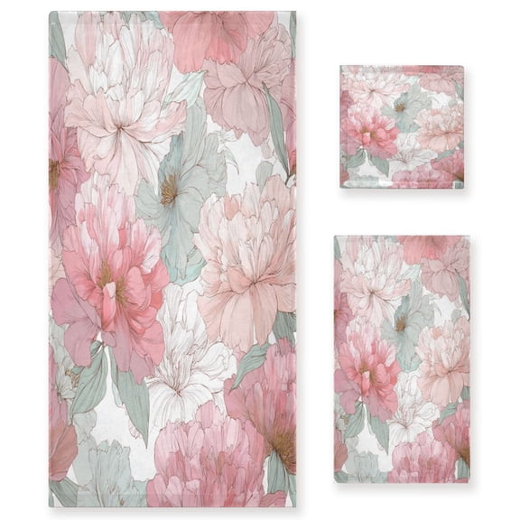 Three-Piece Towel Set Face Towel Towel Set Hand Towel Bath Towel Cotton Bath Towels Bath Towel Sets Hand Bath Towels Flowers Lovely