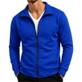 thumbnail image 2 of XRoczxe Men's Full Zip Up Track Jacket, Stand Collar Solid Color Sweatshirt, Casual Long Sleeve Lightweight Coat with Pockets for Spring Fall Daily Wear, 2 of 7