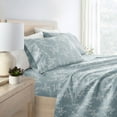 thumbnail image 3 of Noble Linens 4 Piece Pattern Microfiber Bed Sheets Set, Distressed Willow Light Blue, Full, 3 of 11