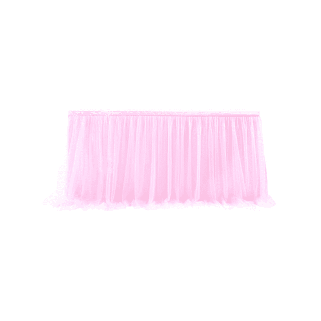 Tulle Table Skirt Table Cover Pink Birthday Wedding Decor Table Cloth Cake Dessert Arrangement (4Ft)