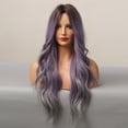 thumbnail image 3 of Foreign Trade Amazon Halloween Middle Part Curly Hair Purple Mixed Color Women's Wig High Temperature Fiber Wigs Gradient Purple, 3 of 5