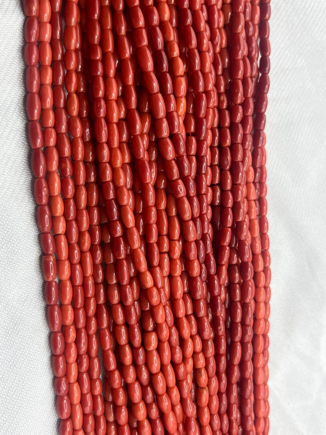 Natural Italian Coral Smooth Tube Beads Coral Pipe Beads Smooth Coral Beads 15 Inch Coral Tube Beads 4x7mm Coral Smooth Tube Strand  For Jewelry Making