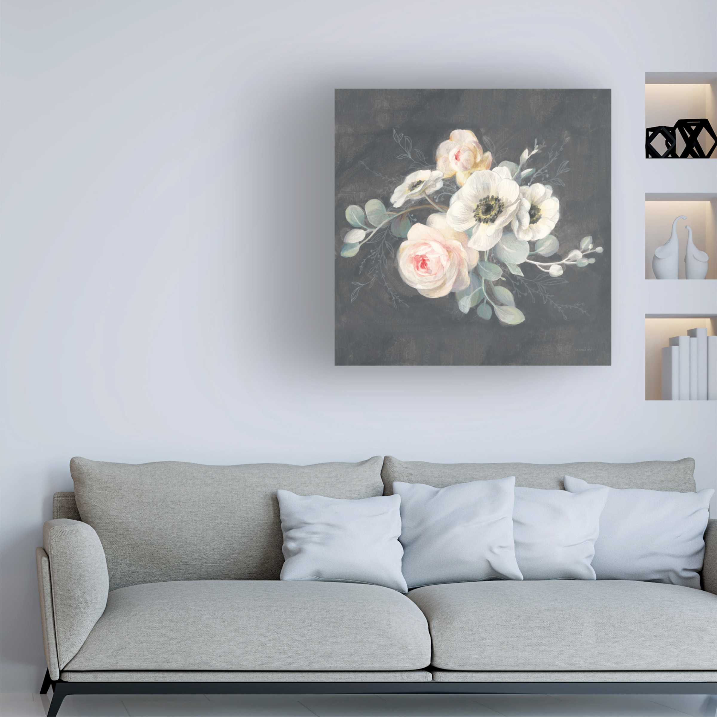 Trademark Fine Art 'Roses and Anemones Square' Canvas Art by Danhui Nai