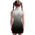 thumbnail image 4 of Girls Gradient Sleeveless Quarter Zip Athletic Dress, Kids Stand Collar A-Line Sport Dress, Breathable Tennis Golf Activewear for Summer(Black,14-15 Years), 4 of 5
