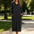 thumbnail image 6 of SELONE Bathrobes for Women Zip Front Plus Size Long Dress Full Zip Long Sleeve Hooded Robe with Pockets Cozy Homewear, 6 of 9