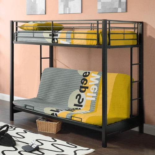 Premium Twin Over Futon Metal Bunk Bed, Bunk Bed With Fold Out Futon