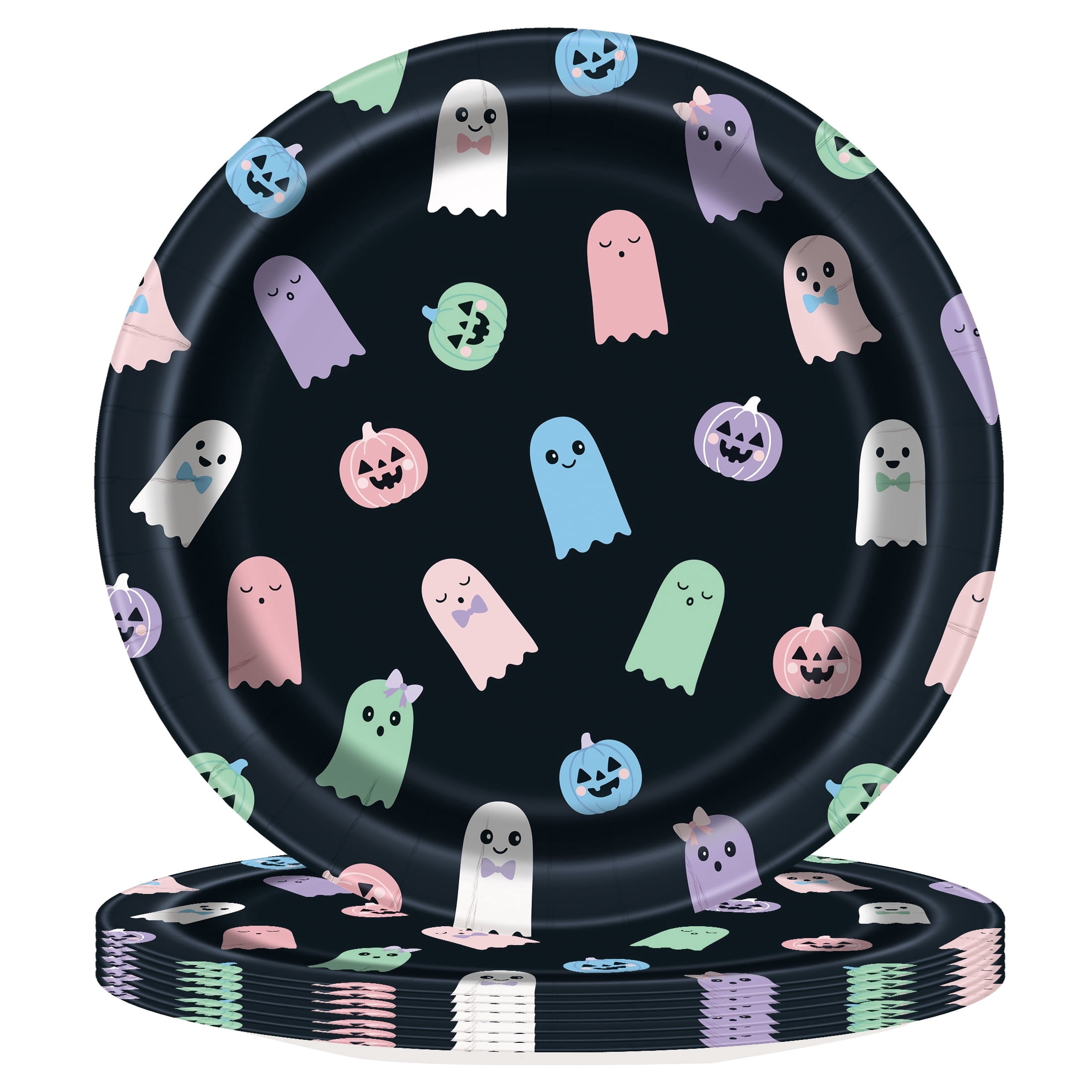 Cute Ghosts Disposable Paper Plates, Multicolor, 8.5", 8 Count, Halloween by Way To Celebrate