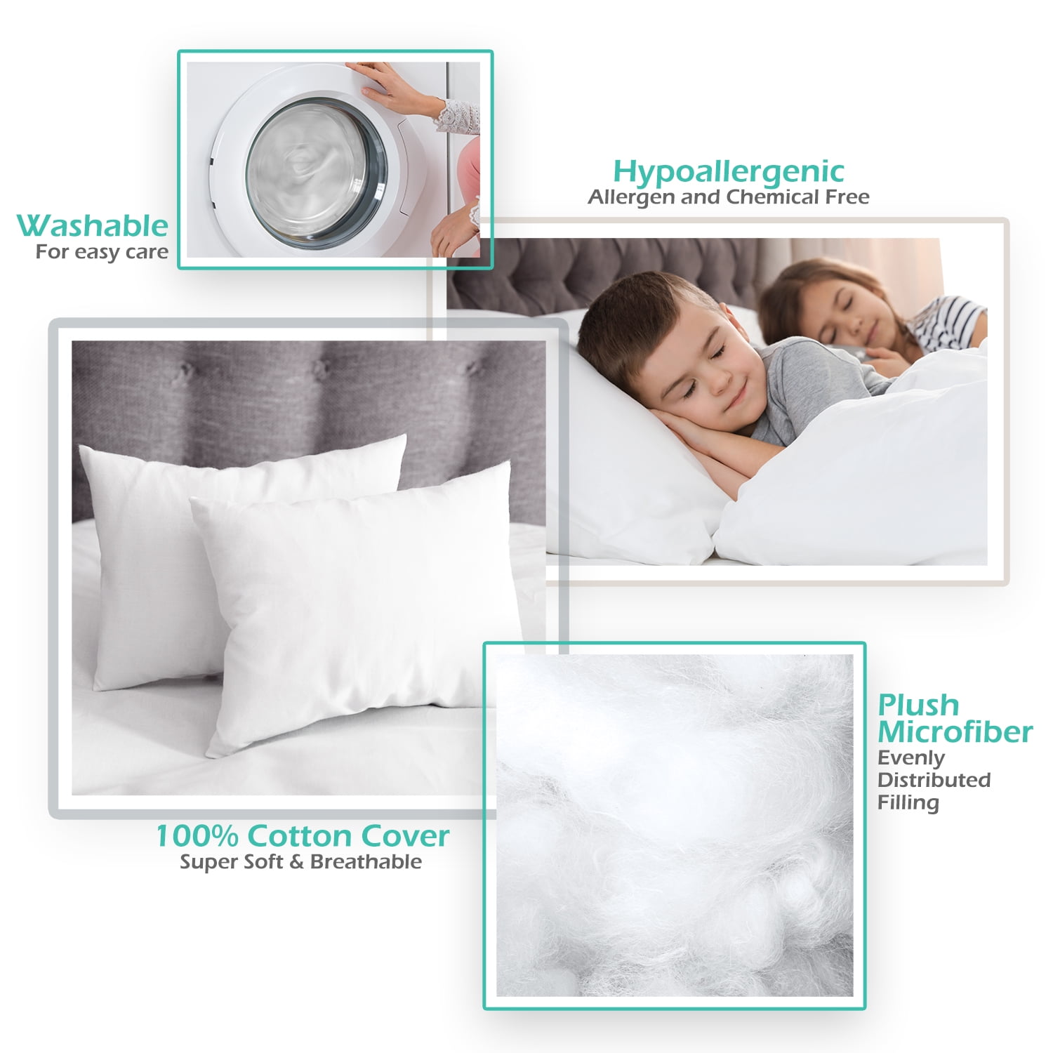 Clara Clark Bed Pillow, Pillows for Bed, Tottler Size Pillows 13" x 18", 2 Pack