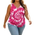 thumbnail image 5 of Qingpeng Womens Plus Size Swirl Tie Dye Tank Tops V Neck Sleeveless Curved Hem Loose Fit Soft Casual Summer Daily Shirts, 5 of 8