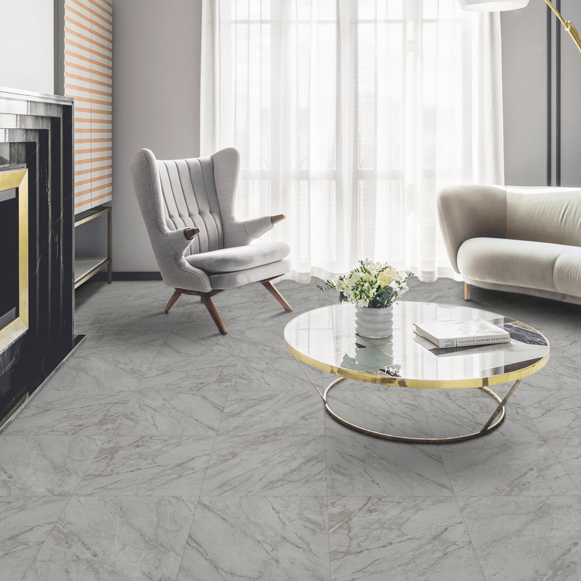 (2 pack) Abyssaly 12 inch x 12 inch (10 pcs) White Gray Marble Peel and Stick Floor Tiles Removable Vinyl Floor Tiles Self-Adhesive Flooring for Bathroom and Kitchen