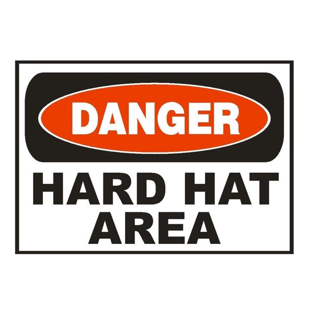 Señal de aluminio de metal de advertencia de peligro de área con casco Señal de aluminio de metal de seguridad Tamaño de la señal: 8 x 12 pulgadas