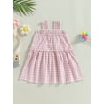 thumbnail image 2 of Genuiskids Baby Toddler Girls Cotton Plaid Princess Dress 3M 6M 12M 2T 3T 4T Kids Girl Summer Dress Sleeveless A-line Dress Toddler Beach Party Sun Dress, 2 of 7