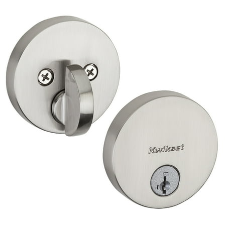 Kwikset 258 Uptown Round Keyed One Side Low Profile Deadbolt featuring SmartKey Security™ in Satin Nickel