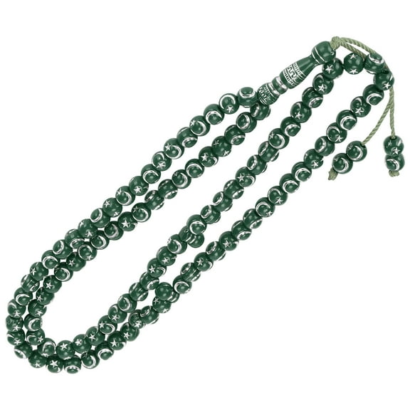 Muslim Rosary Beads Islamic Worship Prayer Tool 99 Grains Resin Gilding Religious ArticleGreen