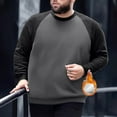 thumbnail image 2 of Annhoo Plus Size Shirts for Men Cotton Fall Color Block Long Sleeve Tops Crewneck Casual Oversized Warm Loose Comfy Tshirts, 2 of 7