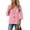Pink, variant on Hurxie 3/4 Length Sleeve Womens Tops Cotton Linen Shirts V Neck Loose Fit Casual Blouses Early Fall Fashion Clothes White,XXL