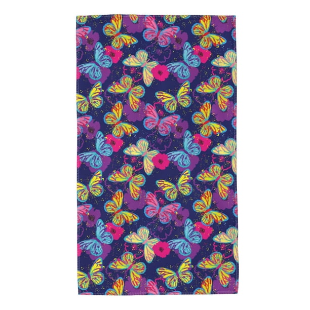 Fotbe Paint Butterflies Toalla Premium con Patrón, Toalla de Microfibra de Secado Rápido, Ligera y Altamente Absorbente (27.5x16in), Ideal para Uso Diario
