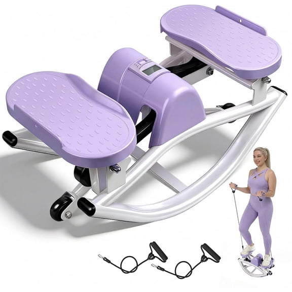 UMAY Rock Swing Stepper, U-Shaped Lateral Rocking Side Twist Step Exerciser with Resistance Bands & LCD Screen, 250LBS Capacity Low-Impact Cardio for Home Office Dorm