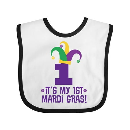 

Inktastic 1st Mardi Gras Jester Hat Childs Party Gift Baby Boy or Baby Girl Bib