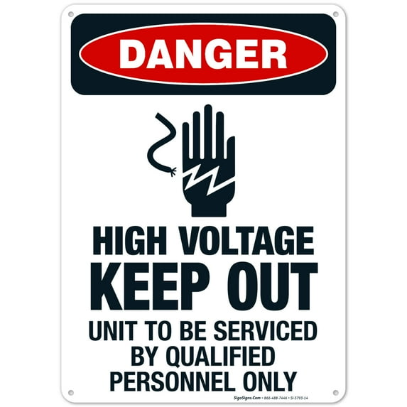 High Voltage Unit To Be Serviced By Qualified Only Sign, OSHA Danger Sign, 10x14 Aluminum