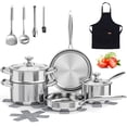 thumbnail image 1 of Juego de utensilios de cocina ASKSCICI de acero inoxidable, 16 piezas, plateado, 1 of 7