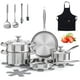 thumbnail image 1 of Juego de utensilios de cocina ASKSCICI de acero inoxidable, 16 piezas, plateado, 1 of 7