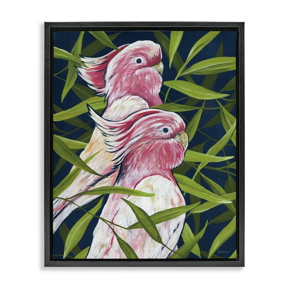 Stupell Industries Tropical Paradise Cockatoo Animals Painting Black Floater Framed Canvas Art Print Wall Art, 17 x 21