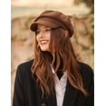 thumbnail image 3 of Gorra de invierno cálida con visera para mujer, boina de lana, gorro de pintor con visera, 3 of 6