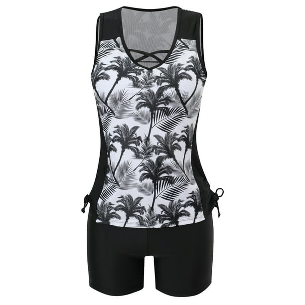 REORIAFEE High Waisted Bathing Suits for Women Tropical Bikini Two