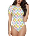 thumbnail image 1 of Lsque Canard en Caoutchouc Coloré Col Rond Manches Courtes Justaucorps Basique T-Shirts Hauts Grenouillère Adulte Mignon Pyjama-Moyen, 1 of 7