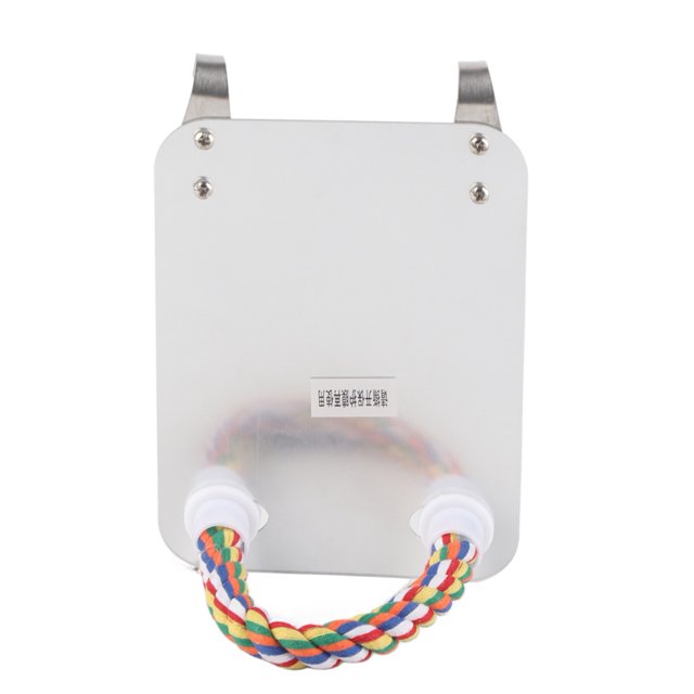 Juego de juguetes con soporte de cuerda de algodón para morder loros y pájaros con espejo de acero inoxidable tipo 1