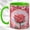 Green, variant on Pink Rose Blossom Accent Mug, 11oz Ceramic Coffee Cup for Rose Lovers