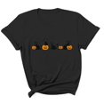 thumbnail image 4 of Gamivast Men's Cute Spooky Cat Pumpkin T-Shirt Halloween Graphic Print Short Sleeve Crewneck Tee Casual Fall Festival Top Novelty Holiday Shirt Flattering Fit Wear Black S, 4 of 5