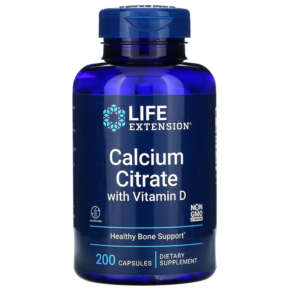 Life Extension Calcium Citrate with Vitamin D, 200 Capsules Walmart