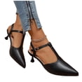 thumbnail image 5 of Aobny Heels Shoes for Women Closed Toe Heels High Heels Thin Closed Pointed Toe Shoes Peak Toe Black Soft Toe Buckle Casual Shoes for Women,Size 38, 5 of 9