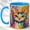 Blue, variant on Colorful Cat Face Coffee Mug, Geometric Pet Mug, Ceramic 11 oz
