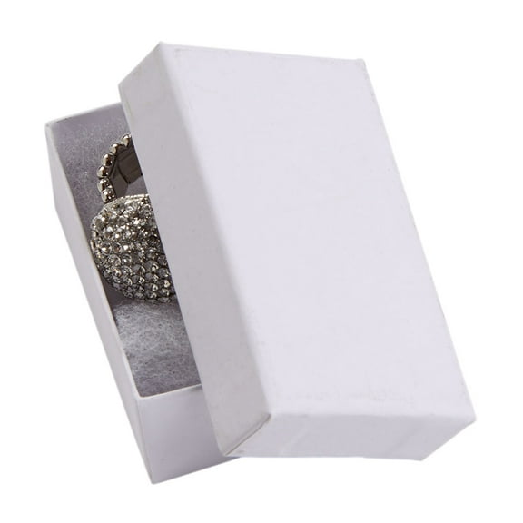 SSWBasics 2 ½ x 1 ½ x ⅞ Cotton Filled White Kraft Jewelry Boxes - 100 Pack- Jewelry
