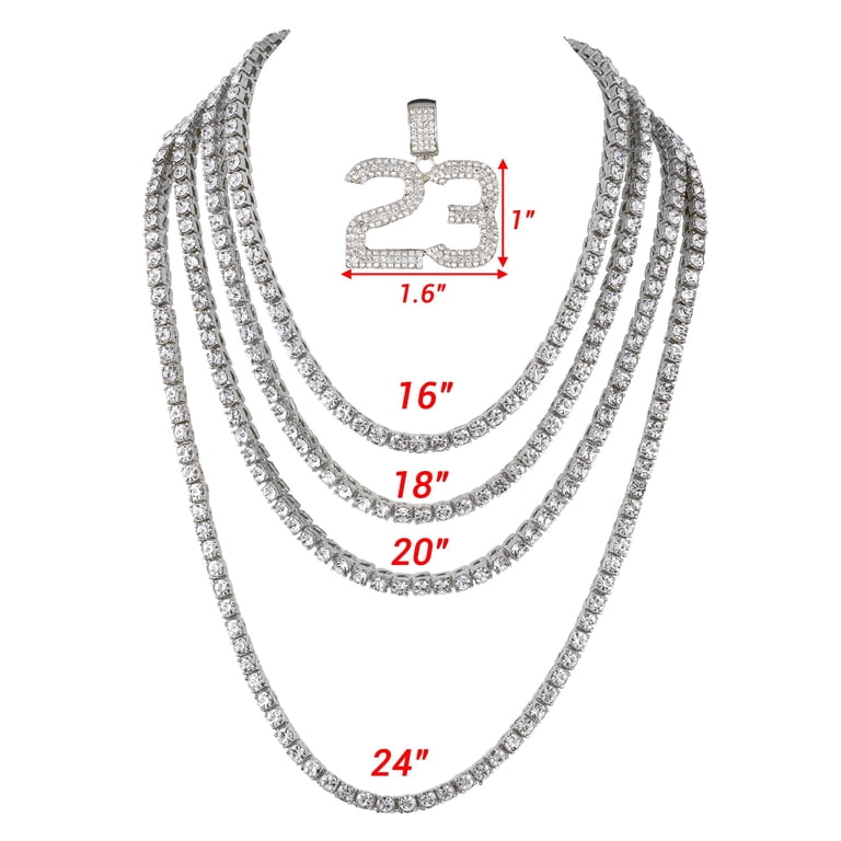 Charles Raymond Iced Out 23 Pendant on Tennis Chain for Men or