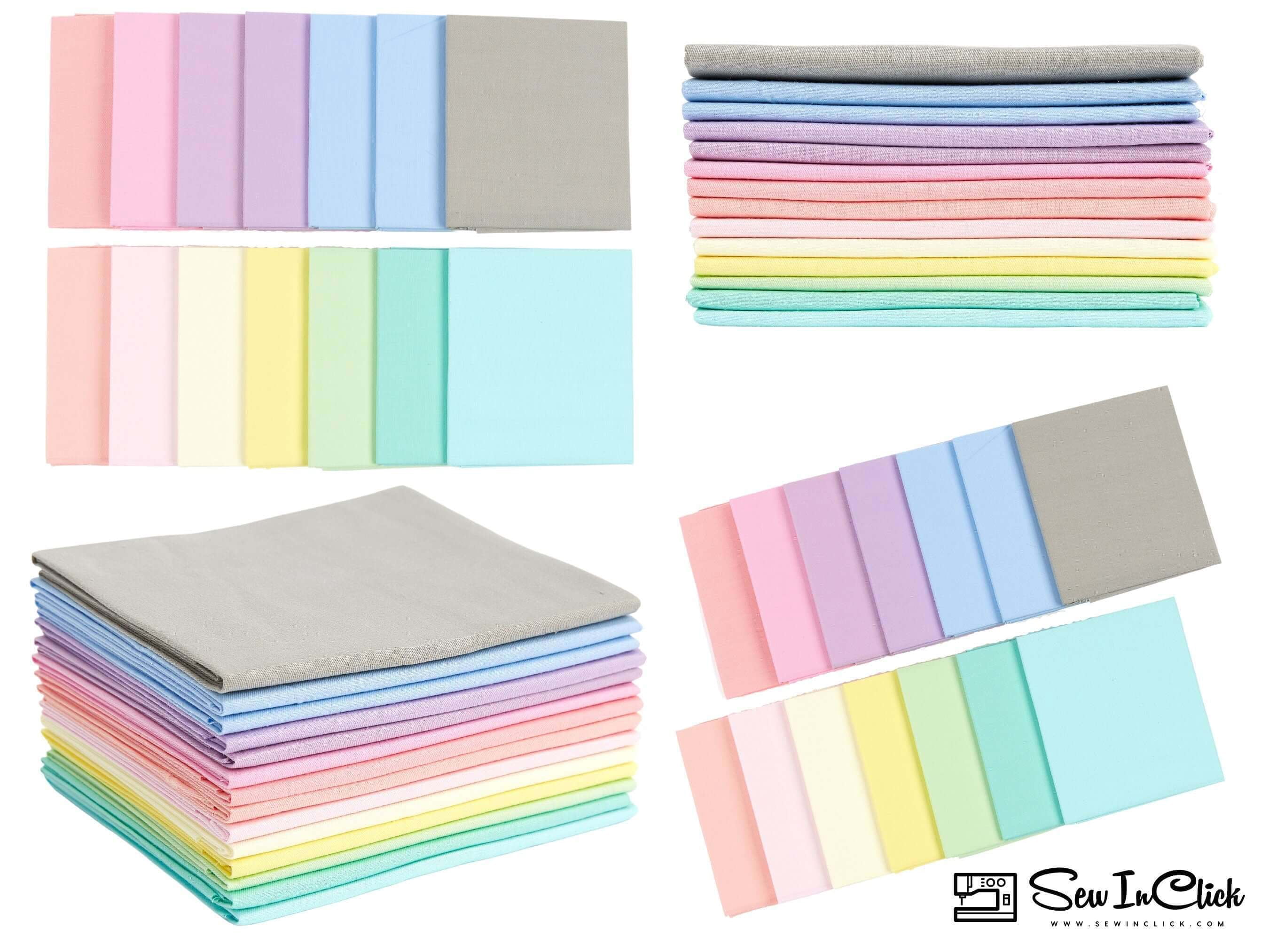 Fat Quarter Bundle -100% Cotton | Pastel Mix l Mix - 14 Colors | Quilting  Crafting Fabric |Special Gift