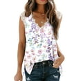 thumbnail image 2 of Blusa de encaje sin mangas con cuello en V para mujer de moda Camiseta con estampado floral Tops sueltos Pompotops hkajfhjk463883, 2 of 5