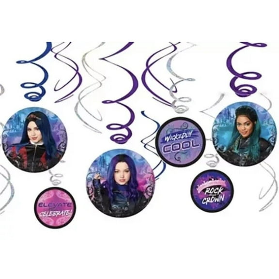 Disney’s Descendants 3 - 12 Pieces And 6 Swirl Decoration Cutouts Included