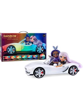 Rainbow High Color Change Car - Convertible Vehicle, 8-In-1 Light-Up, Multicolor, Fits 2 Fashion Dolls- Great Toy Gift for Girls Ages 6-12+