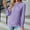 Purple, variant on Leesechin Young Womens Shirts Fashion Deep Round- Neck Solid Button Long Sleeve Juniors T Shirts Top in